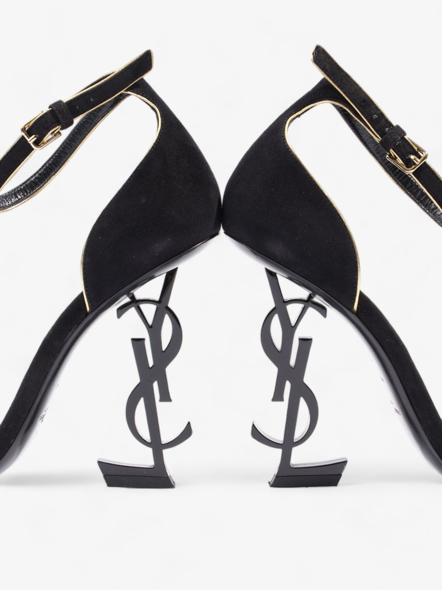 Saint Laurent Opyum Open Toe Heels 110mm Black / Gold Suede EU 37 UK 4 Image 9