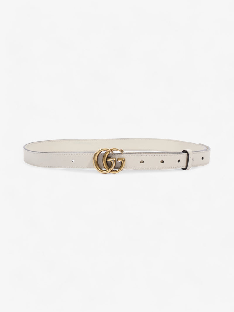  Gucci GG Marmont Thin Belt White / Gold Leather 80cm / 32