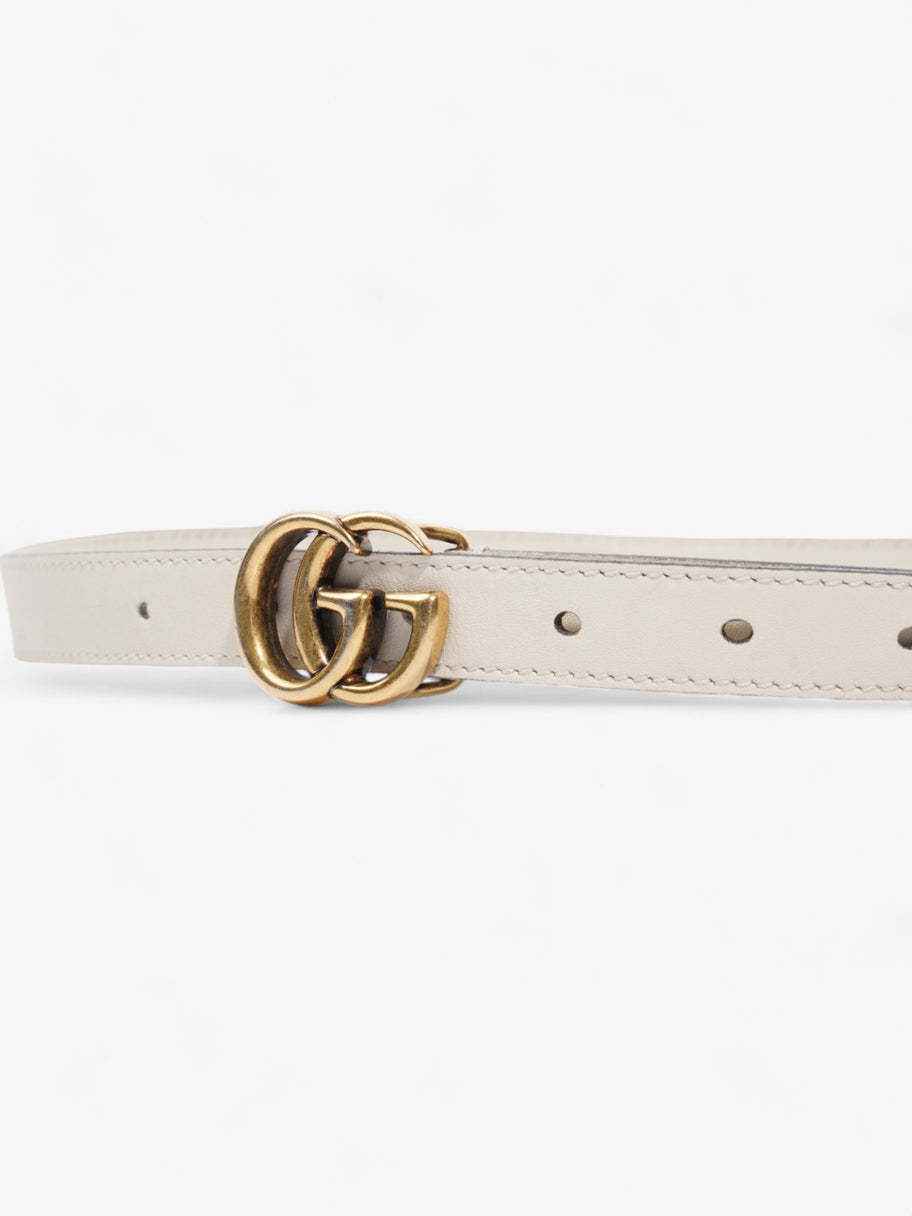 Gucci GG Marmont Thin Belt White / Gold Leather 80cm / 32