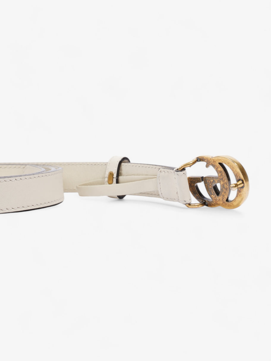 Gucci GG Marmont Thin Belt White / Gold Leather 80cm / 32