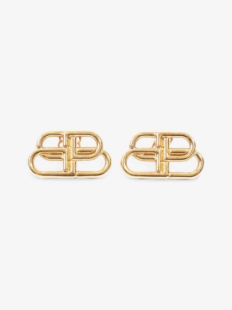 Balenciaga BB Stud Earrings Gold Brass Image 1