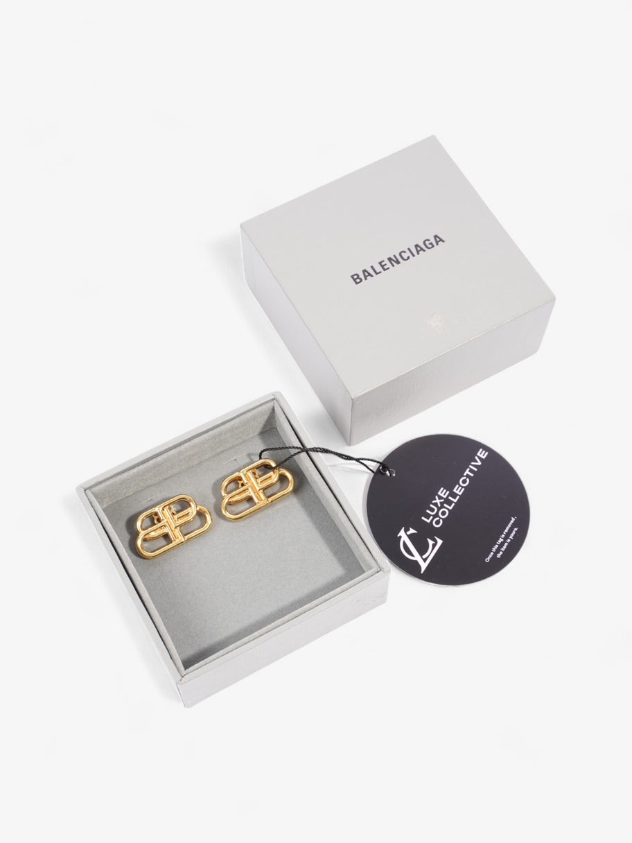 Balenciaga BB Stud Earrings Gold Brass Image 7