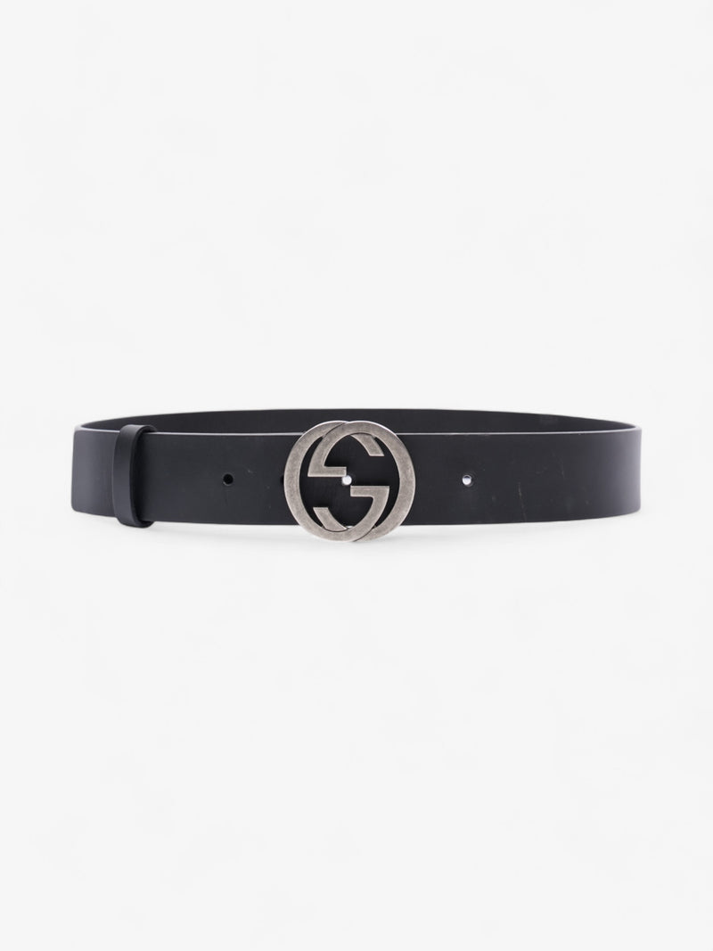  Gucci Interlocking G Belt Black / Silver Leather 80cm / 32