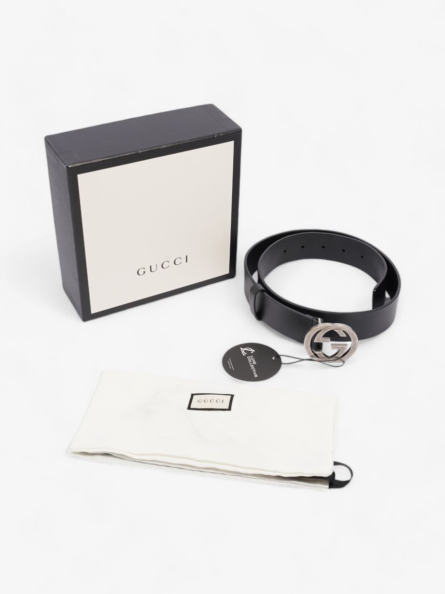 Gucci Interlocking G Belt Black / Silver Leather 80cm / 32