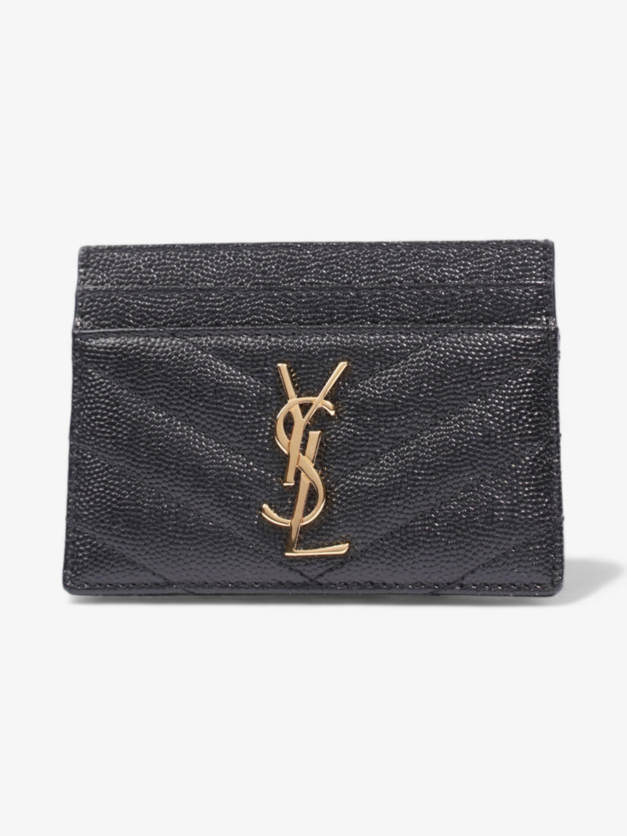 Saint Laurent Cassandre Card Holder Black / Gold Matelasse Leather Image 1