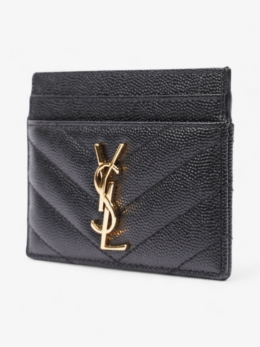 Saint Laurent Cassandre Card Holder Black / Gold Matelasse Leather Image 3