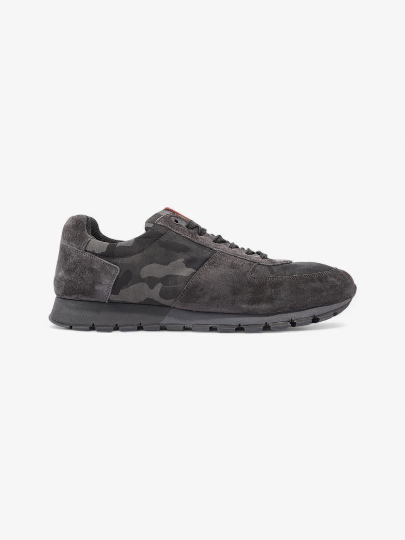  Prada Camo Sneakers Black / Grey / Khaki Suede EU 45 UK 11