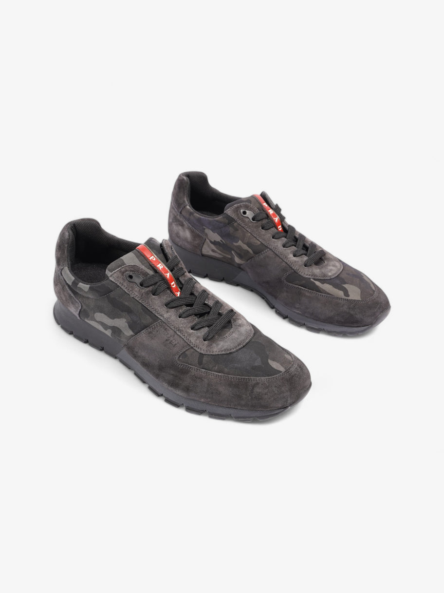 Prada Camo Sneakers Black / Grey / Khaki Suede EU 45 UK 11 Image 2