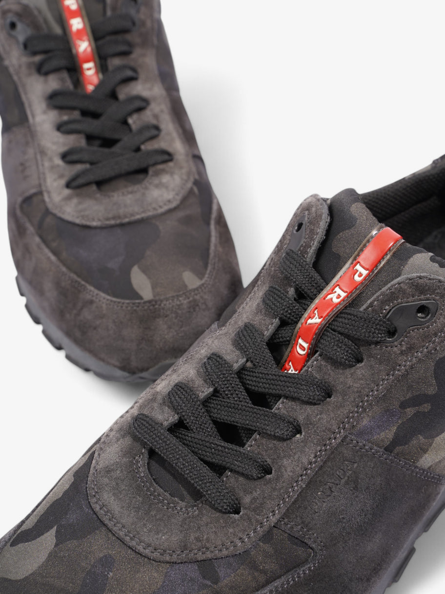 Prada Camo Sneakers Black / Grey / Khaki Suede EU 45 UK 11 Image 9