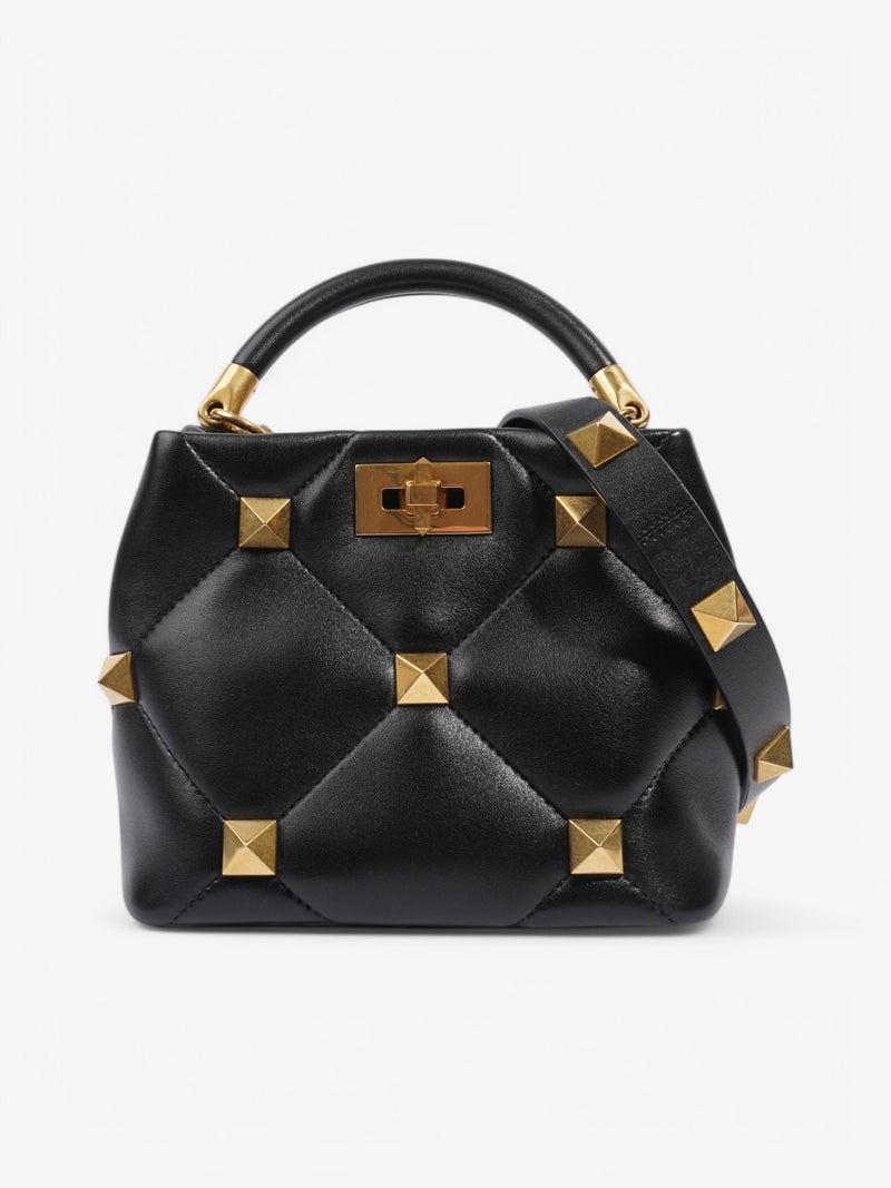  Valentino Roman Stud Top Handle Black Nappa Leather Mini