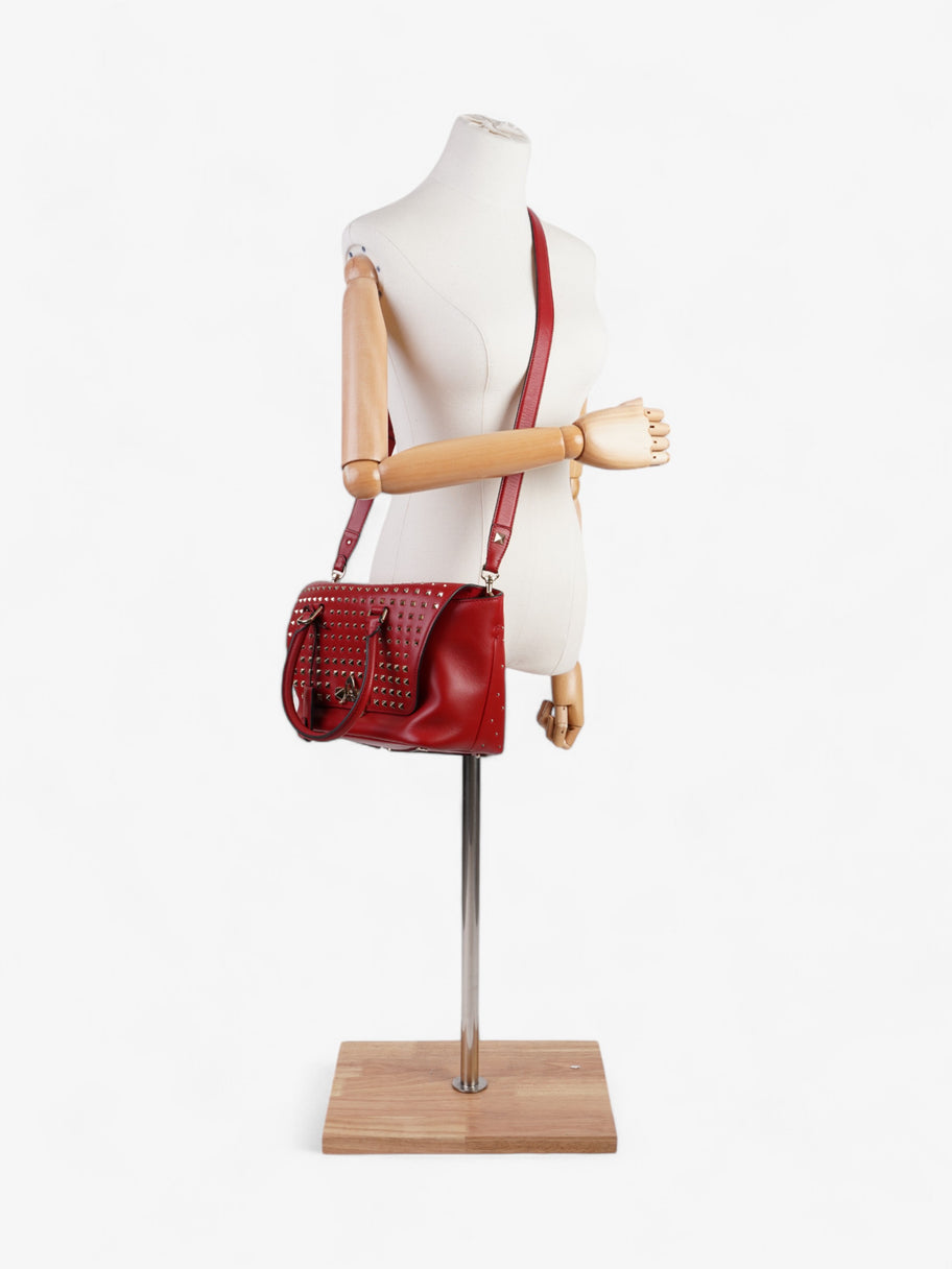 Valentino Rockstud Demilune Red Leather Image 2