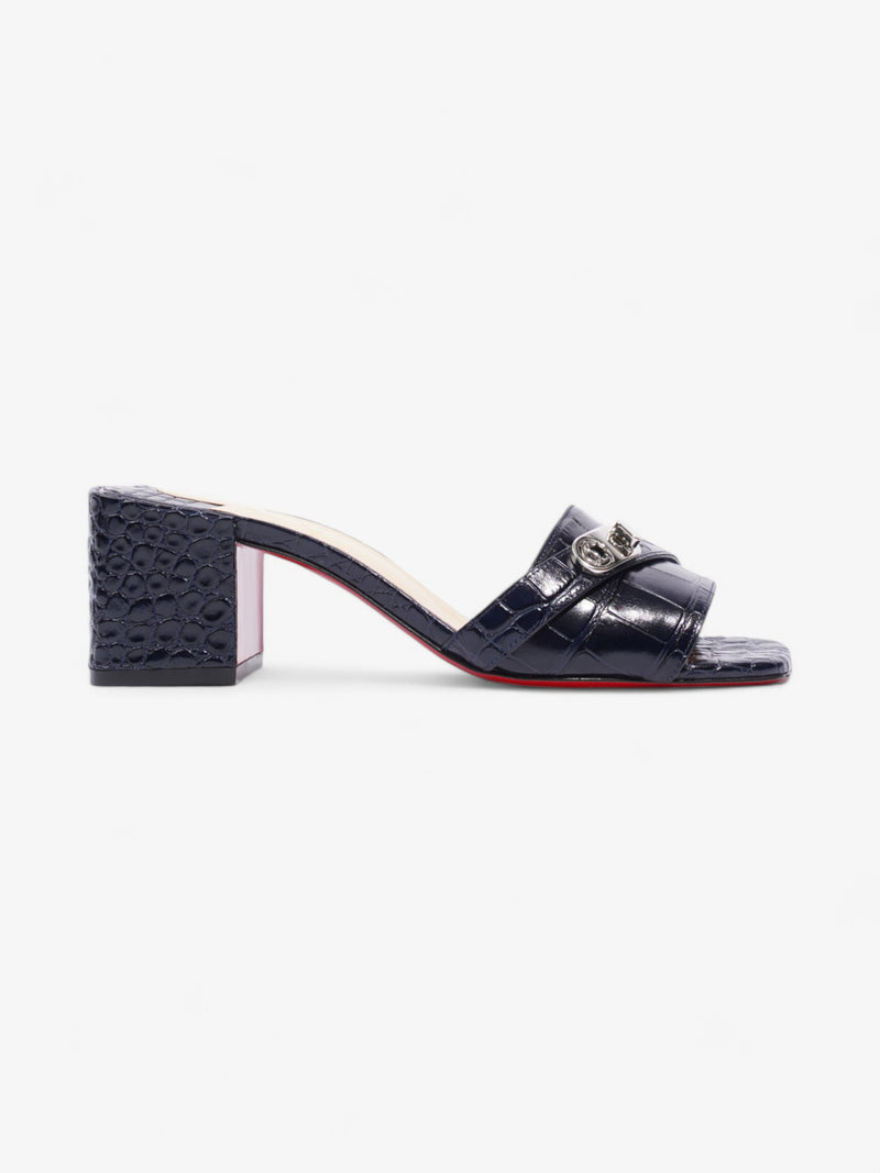  Christian Louboutin Lock Art Sandals  55 Navy Crocodile Leather EU 37 UK 4