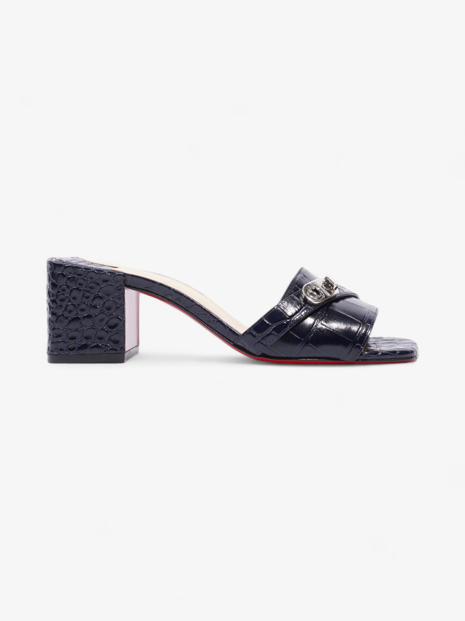 Christian Louboutin Lock Art Sandals  55 Navy Crocodile Leather EU 37 UK 4 Image 1