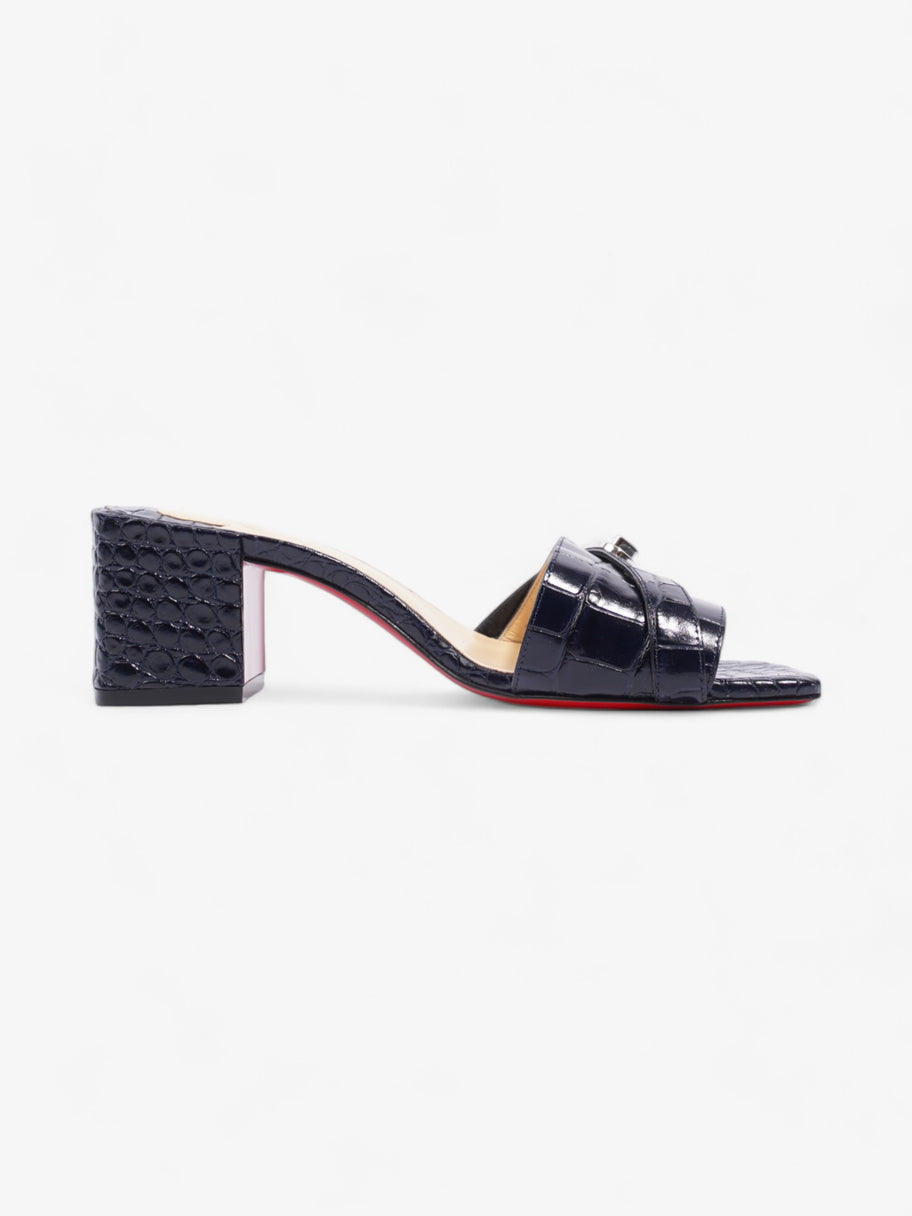 Christian Louboutin Lock Art Sandals  55 Navy Crocodile Leather EU 37 UK 4 Image 4