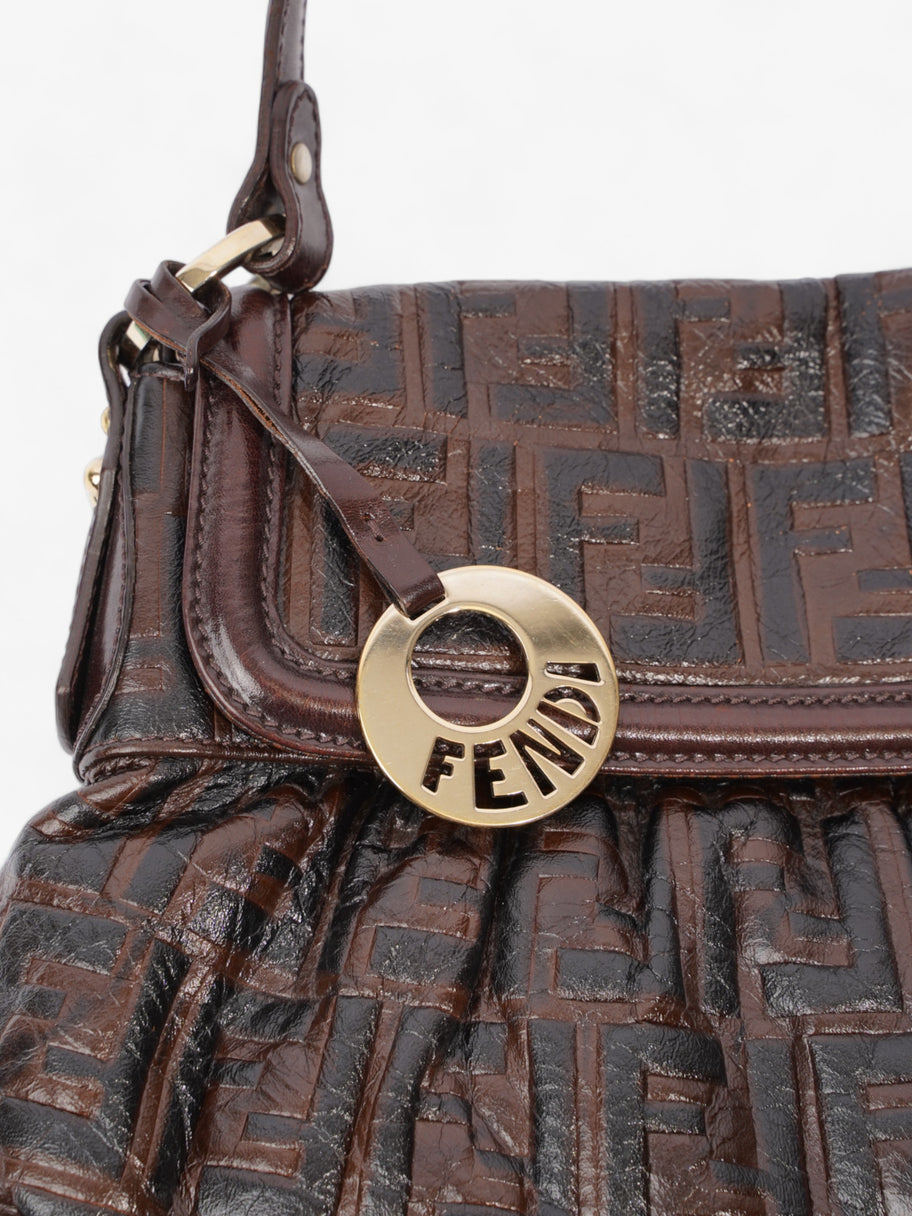 Fendi Chef Dark Brown Zucca Leather Medium Image 8