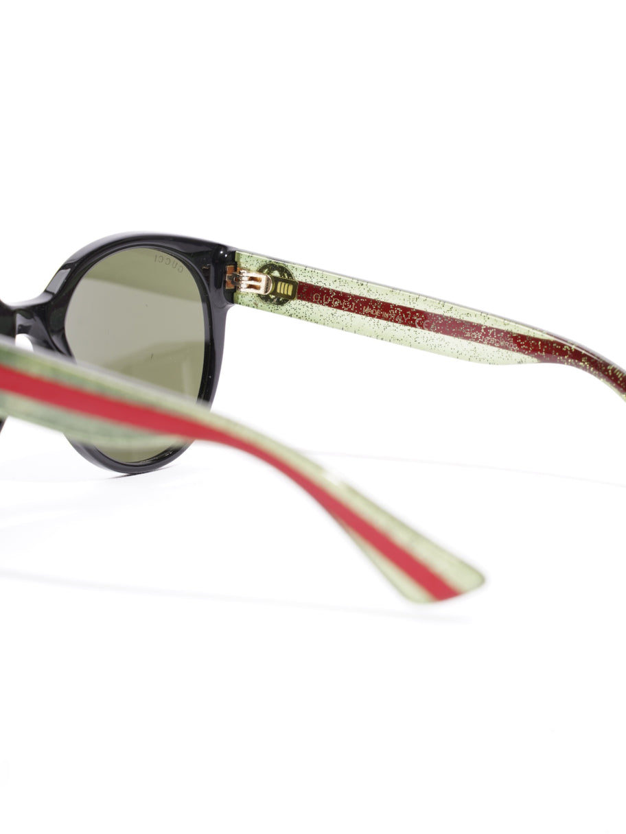 Gucci Round Sunglasses Black / Green / Red Acetate 140mm Image 5