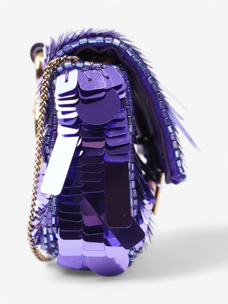 Fendi Baguette Purple Sequin Micro Image 5