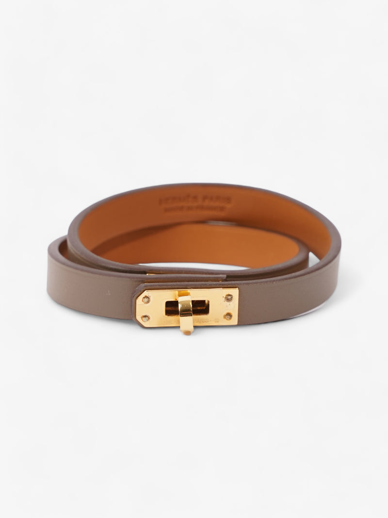  Hermes Mini Kelly Double Tour Bracelet Étoupe Calfskin Leather T3