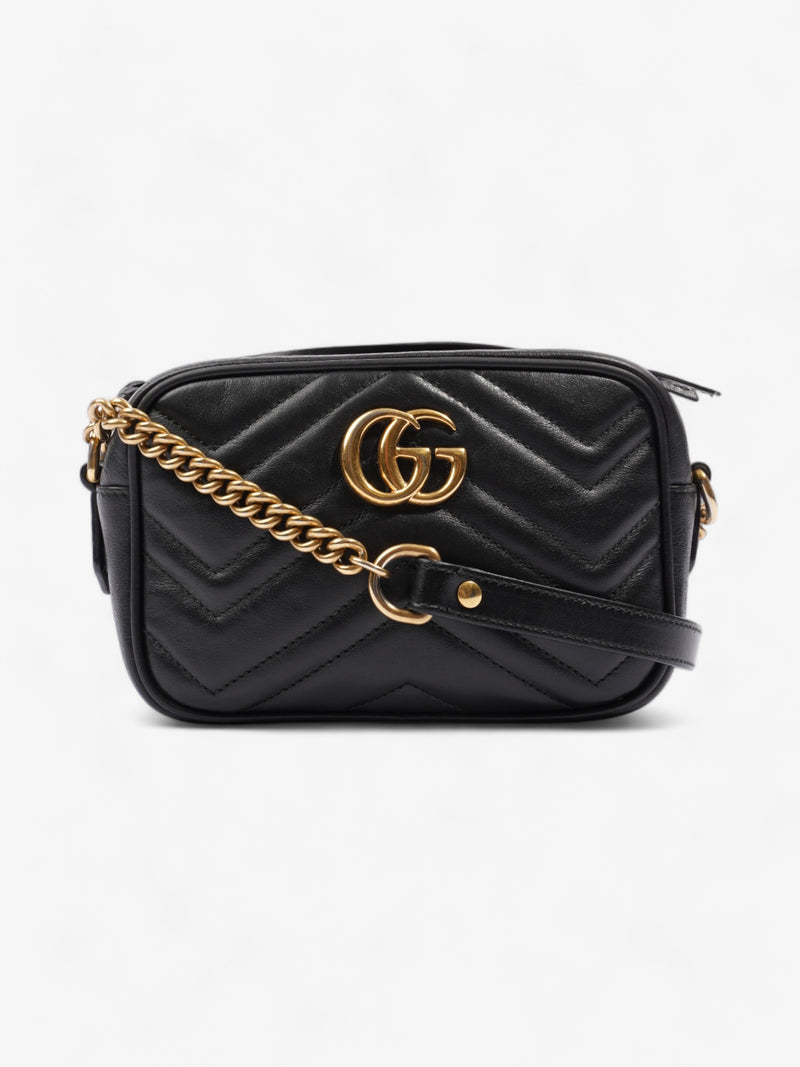  GG Marmont Matelassé Black Leather Mini