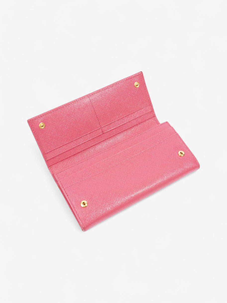 Prada Logo Continental Wallet Pink Saffiano Leather Image 3