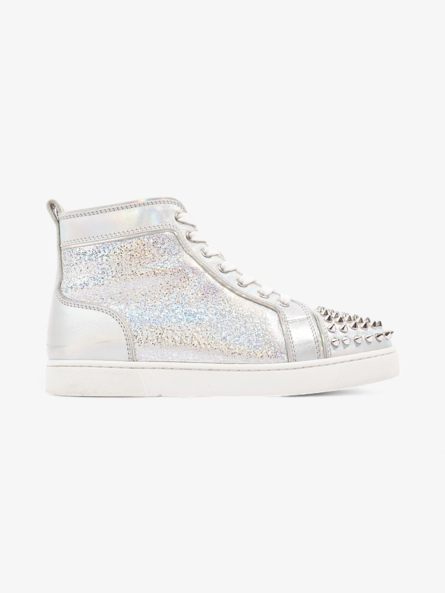 Christian Louboutin Lou Spikes Silver / Iridescent  Calfskin Leather EU 38 UK 5 Image 1