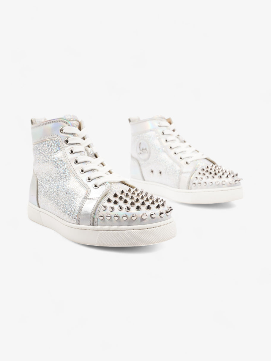 Christian Louboutin Lou Spikes Silver / Iridescent  Calfskin Leather EU 38 UK 5 Image 2