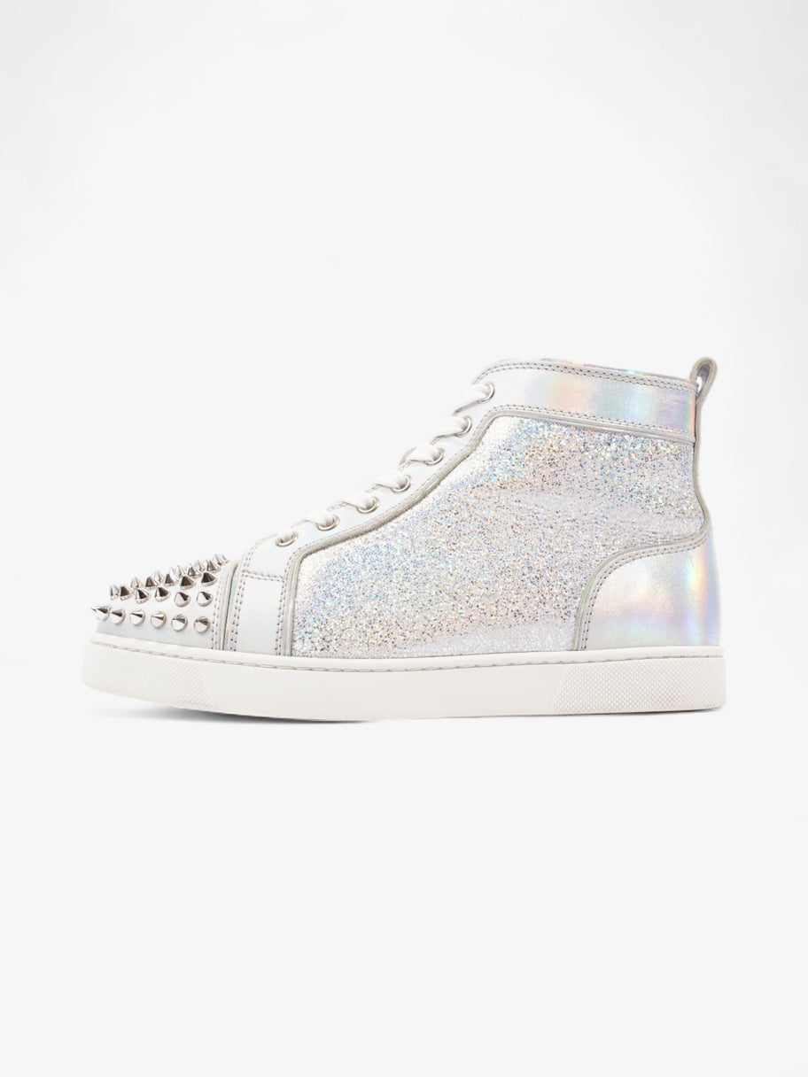 Christian Louboutin Lou Spikes Silver / Iridescent  Calfskin Leather EU 38 UK 5 Image 5