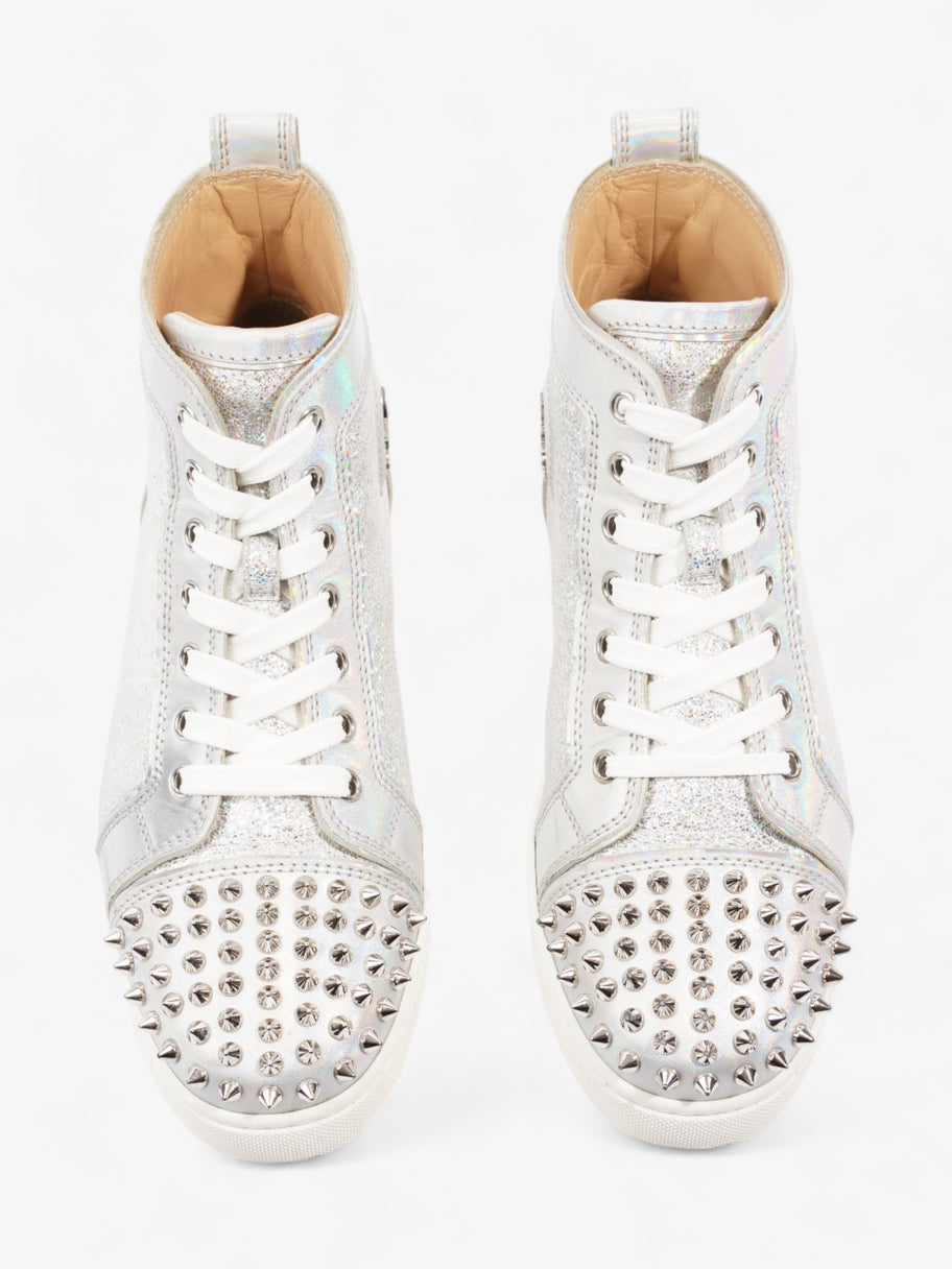 Christian Louboutin Lou Spikes Silver / Iridescent  Calfskin Leather EU 38 UK 5 Image 8