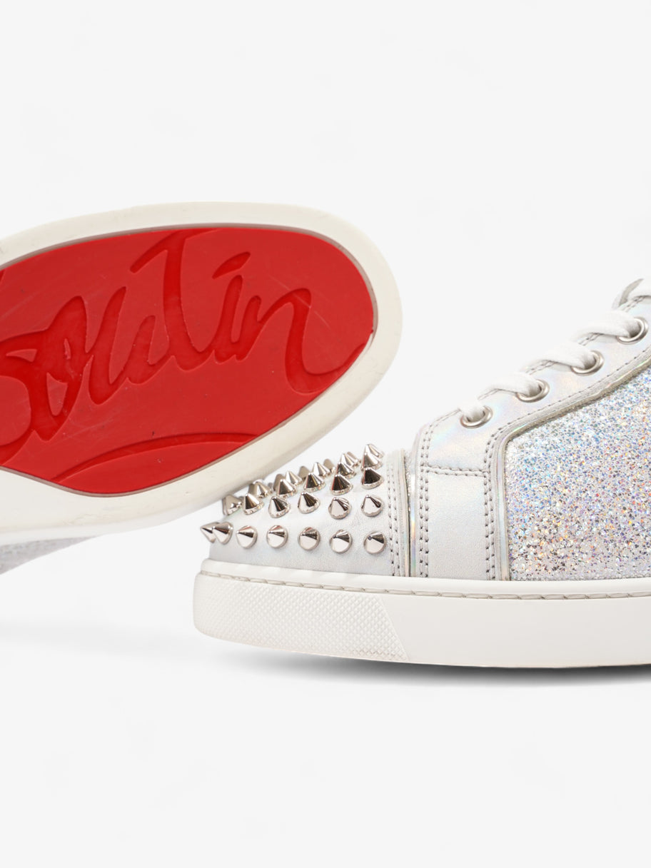 Christian Louboutin Lou Spikes Silver / Iridescent  Calfskin Leather EU 38 UK 5 Image 9