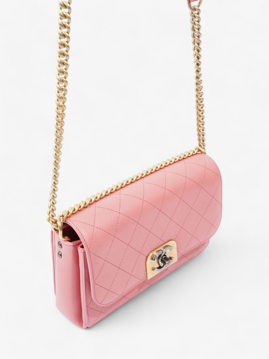 Chanel Quilted Crossbody Bag Pink Calfskin Leather Image 7