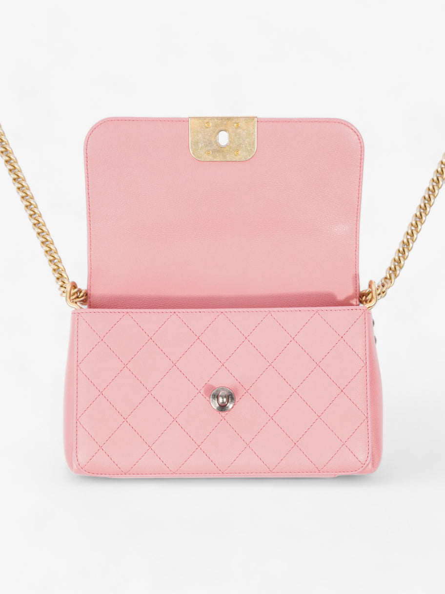 Chanel Quilted Crossbody Bag Pink Calfskin Leather Image 8