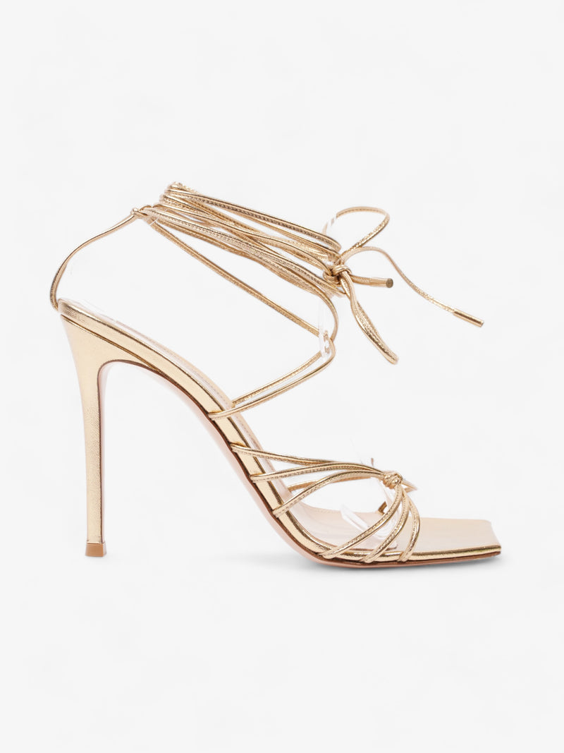  Gianvito Rossi Sylvie Heel 110 Gold Leather EU 40 UK 7