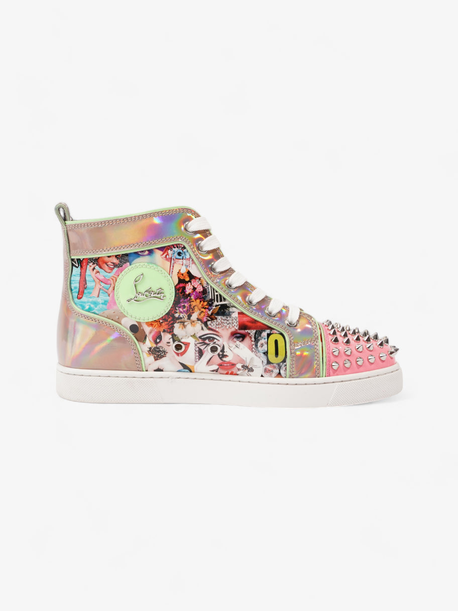 Christian Louboutin Lou Spikes Flat Pink Multi Print PVC EU 39.5 UK 6.5 Image 4