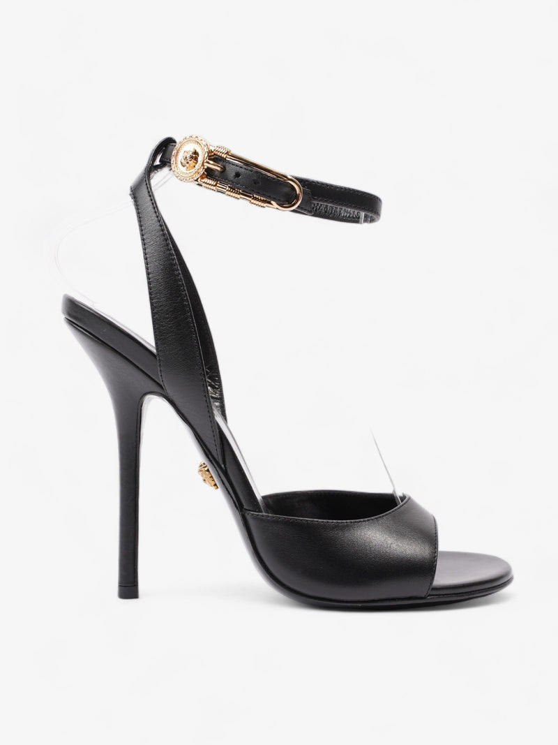  Versace Safety Pin Heels 110mm Black / Gold Calfskin Leather EU 37 UK 4