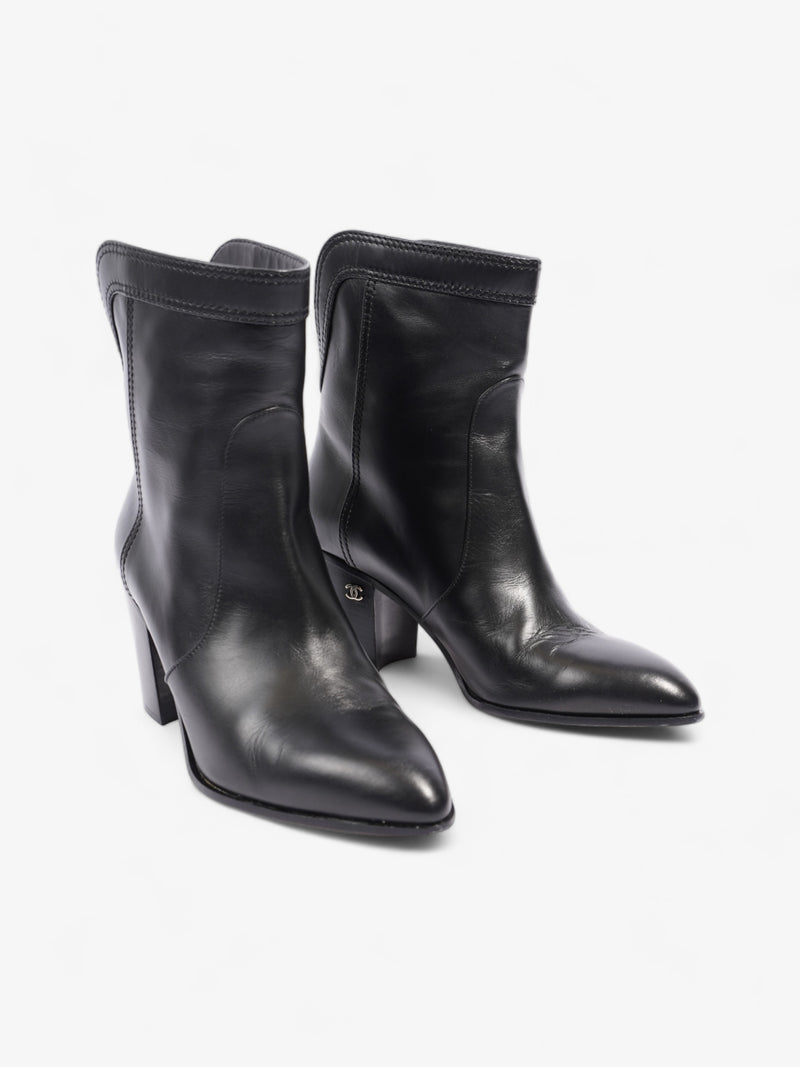  Chanel Western CC Boots 50mm Black Calfskin Leather EU 36.5 UK 3.5