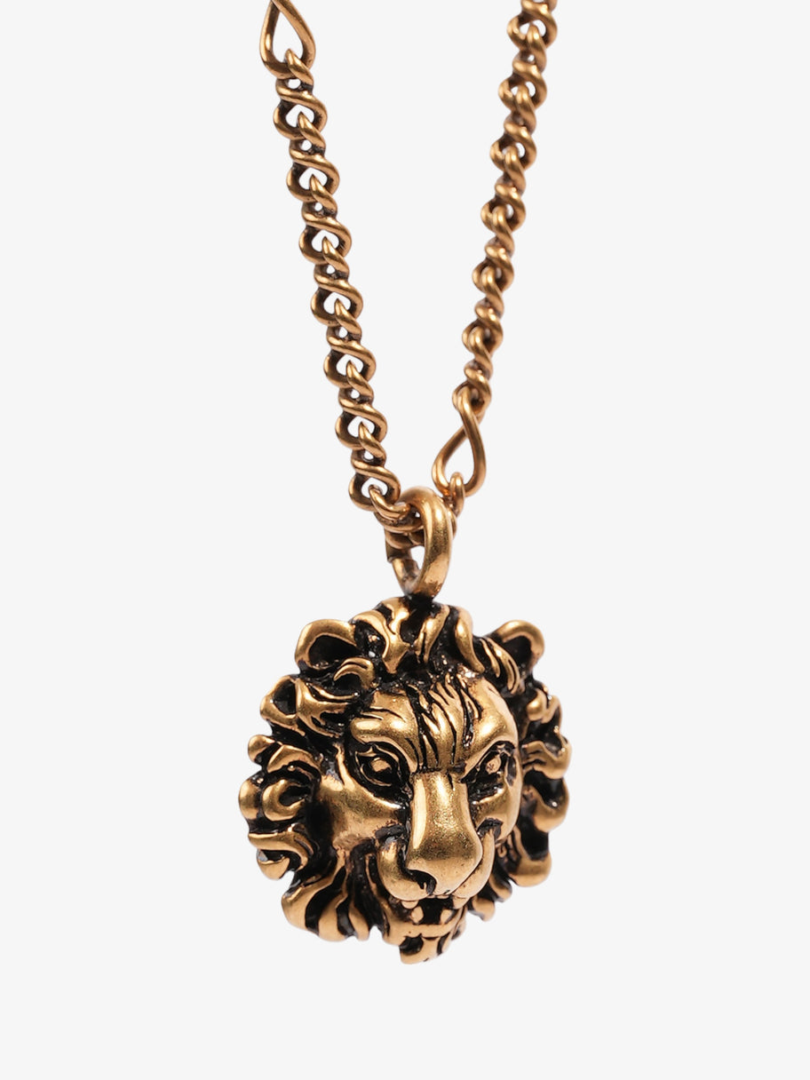 Gucci Lion Head Pendant Necklace Gold Base Metal Image 5