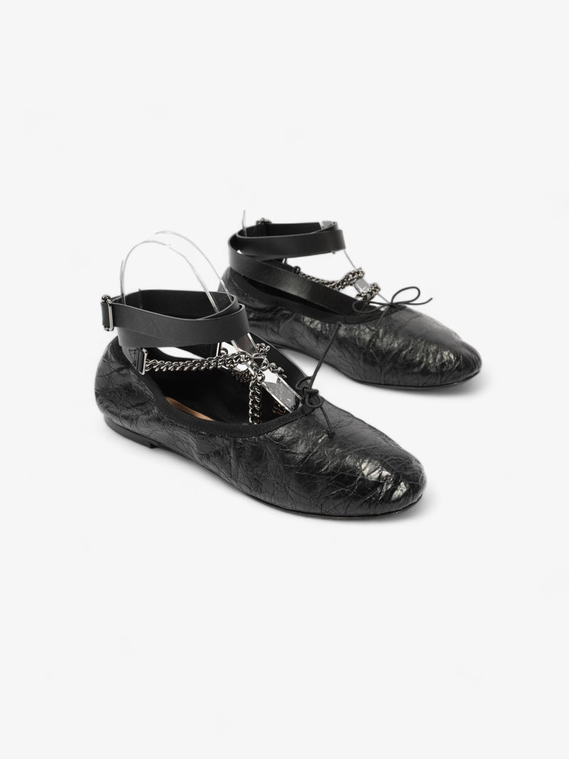  Valentino Rockstud Ballet Flat Black Leather EU 36 UK 3