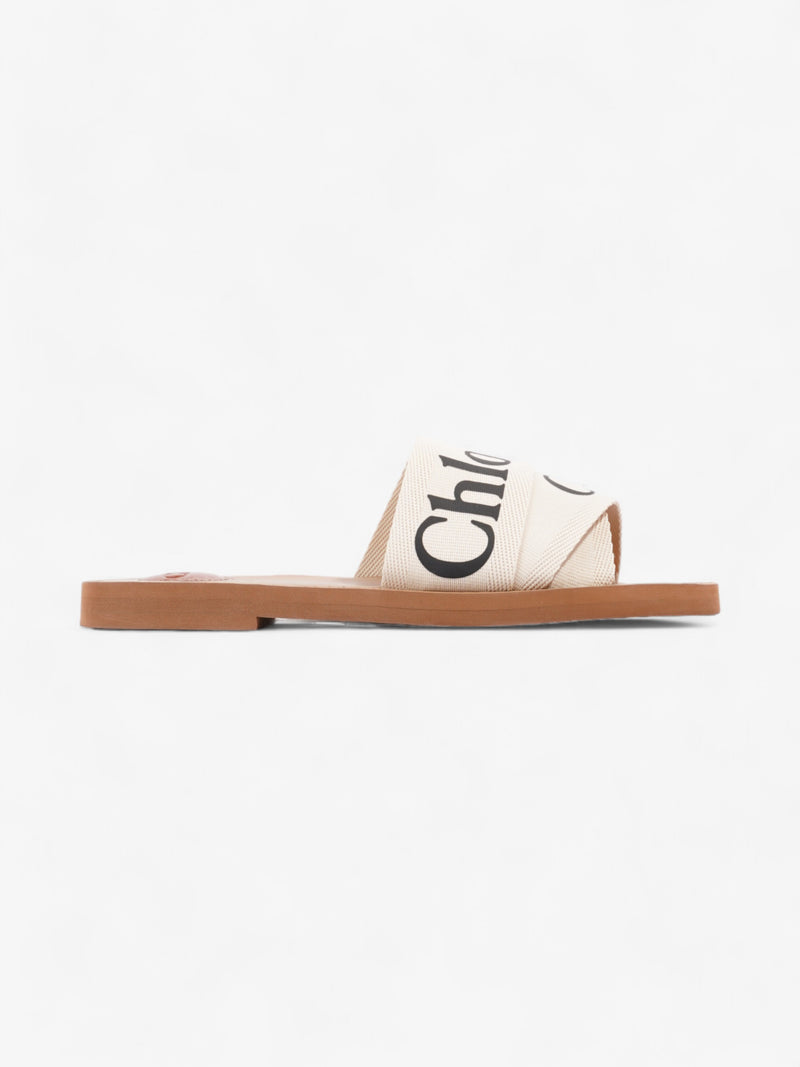  Chloe Woody Sandals Cream / Black Canvas EU 39 UK 6