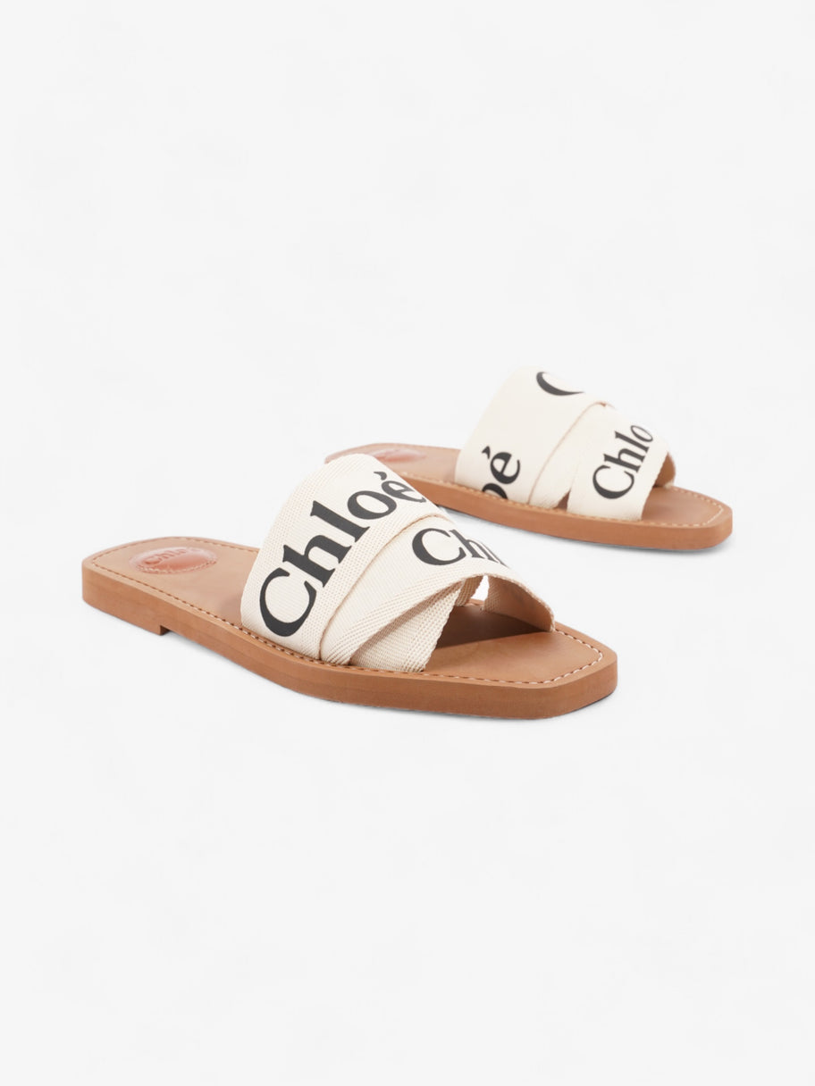 Chloe Woody Sandals Cream / Black Canvas EU 39 UK 6 Image 2