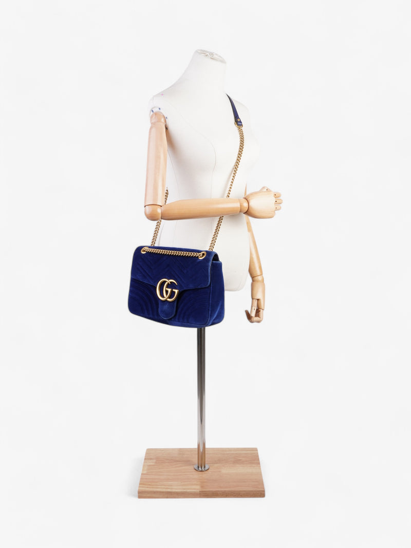  Gucci GG Marmont Royal Blue Velvet Large