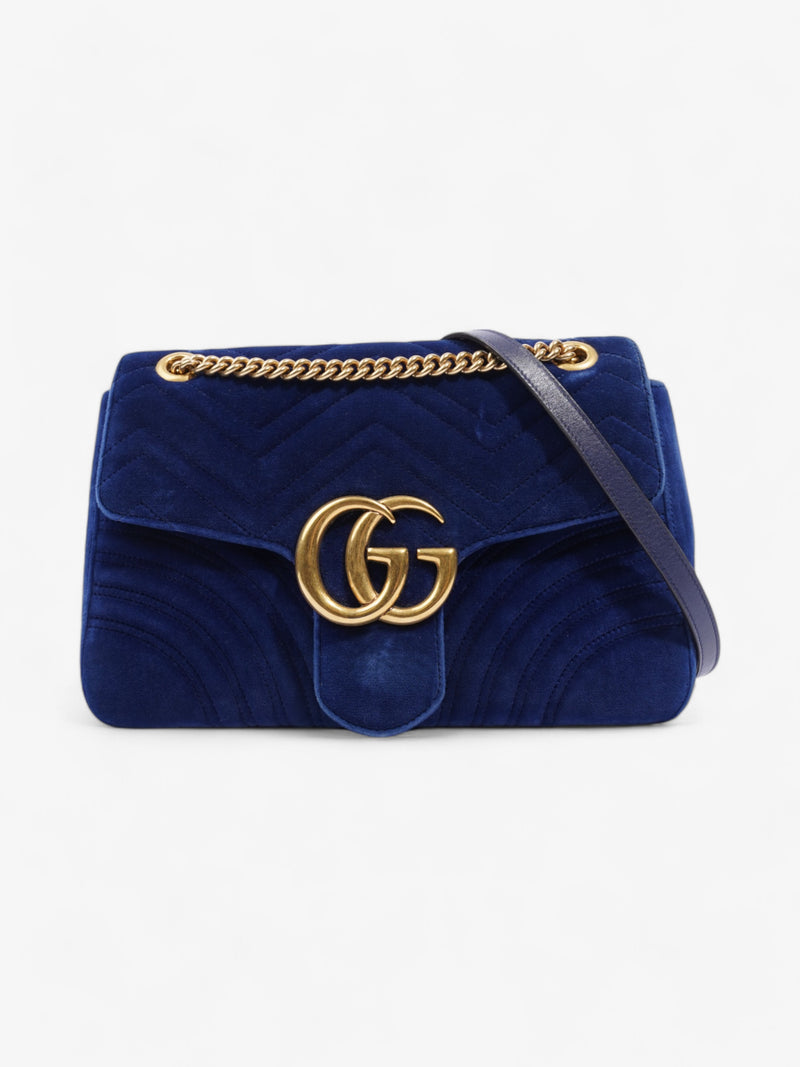  Gucci GG Marmont Royal Blue Velvet Large