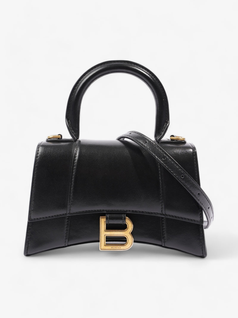  Balenciaga XS Hourglass Black Calfskin Leather