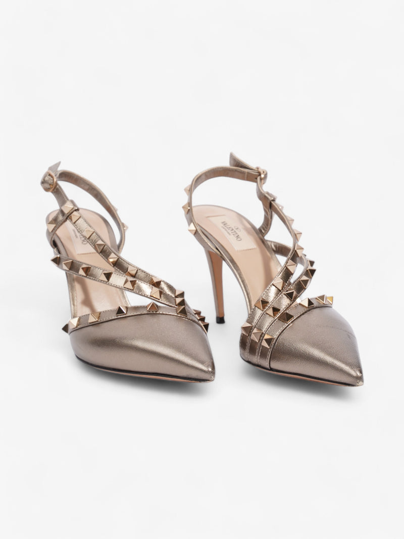  Valentino Rockstud Heels 80 Gold Leather EU 38.5 UK 5.5