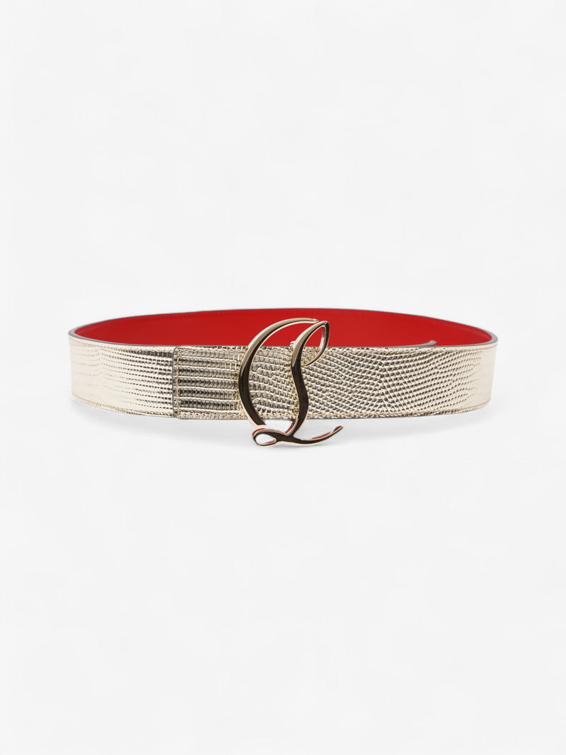  Christian Louboutin CL Logo Belt Gold Leather 80cm / 32