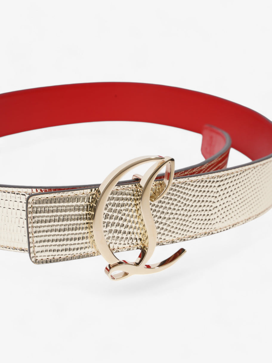 Christian Louboutin CL Logo Belt Gold Leather 80cm / 32