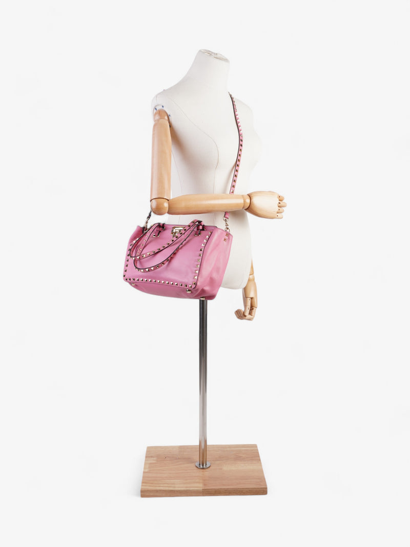  Valentino Rockstud Tote Pink Leather Small