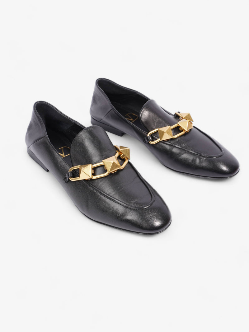  Valentino Roman Stud Loafers Black Leather EU 38 UK 5