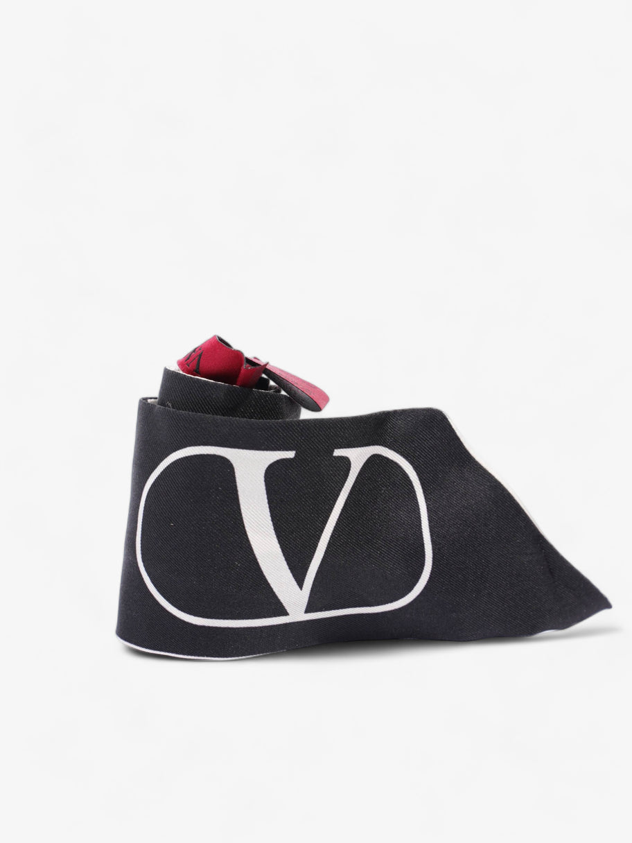 V Logo Polka Dot Scarf Black / White Silk Image 4