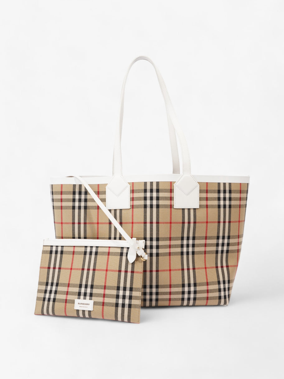 Burberry London Check Tote Bag Vintage Check / White Fabric Medium Image 3