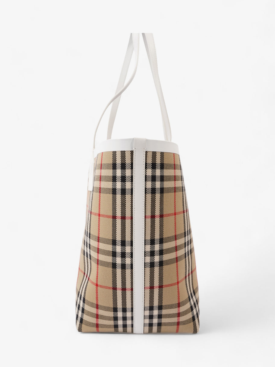 Burberry London Check Tote Bag Vintage Check / White Fabric Medium Image 4